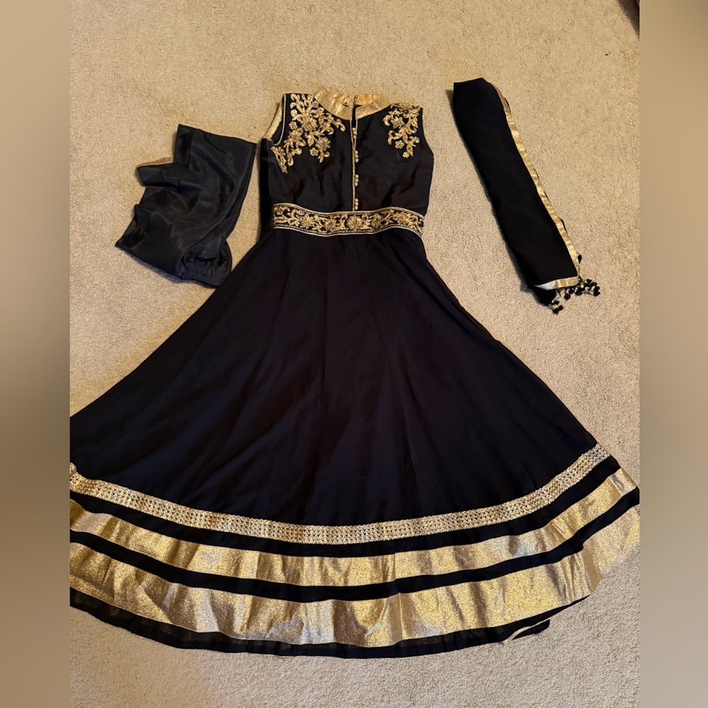 Black and Gold Embroidered Anarkali